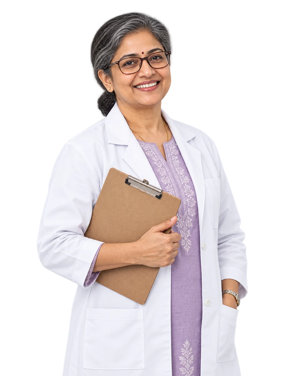 Illustrative portrait of an Indian clinic owner