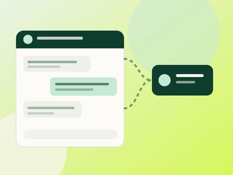 Illustration of a customer conversation moving into an automated workflow
